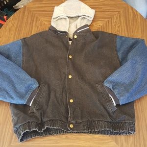 Insulated jean coat with hoodie 1pc